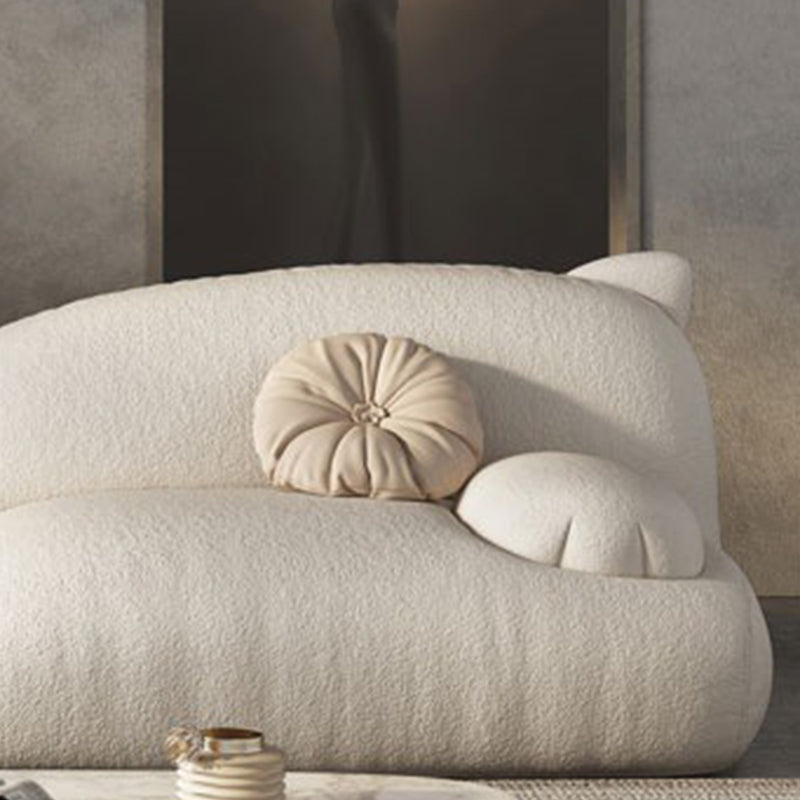 Modernism Cream Cat-Shaped Sofa Pillow Top Arm Wool Sofa - 39.37" D