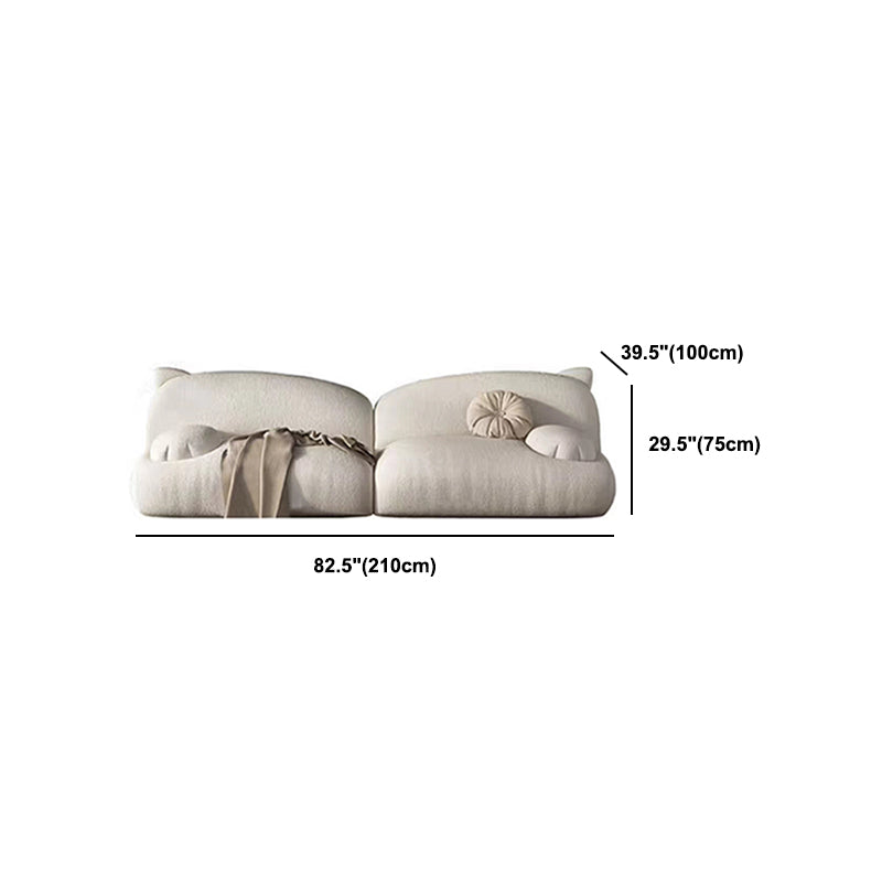Modernism Cream Cat-Shaped Sofa Pillow Top Arm Wool Sofa - 39.37" D