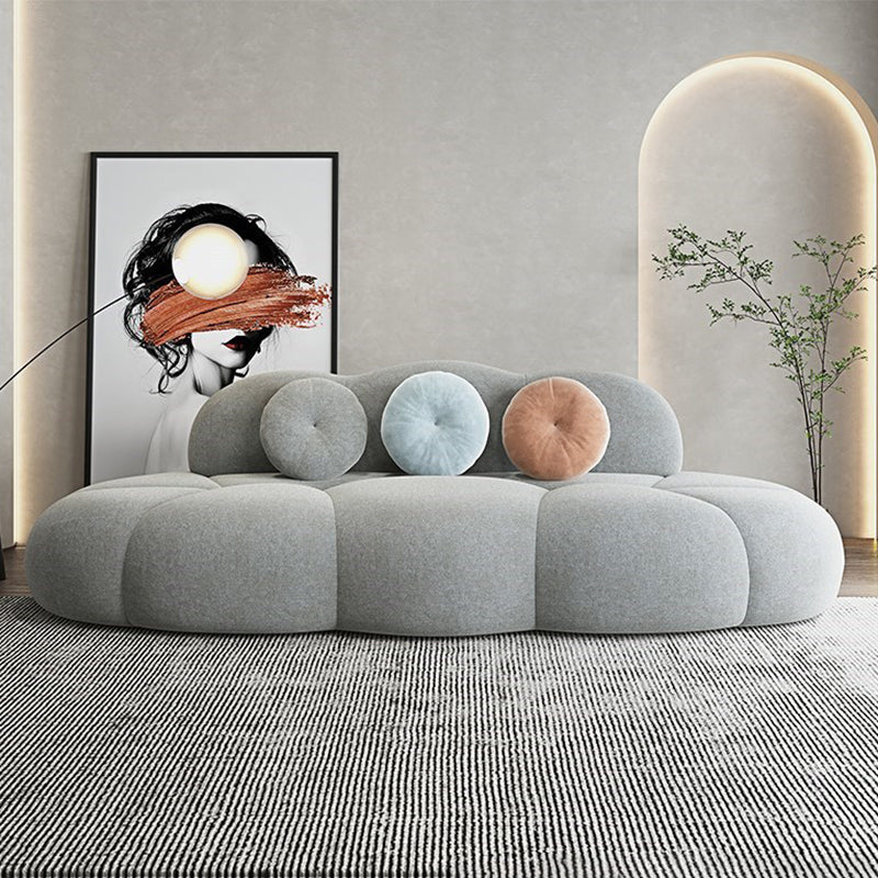 Contemporary Armless Curved Sofa Wool Sofa with Tight Back for Living Room