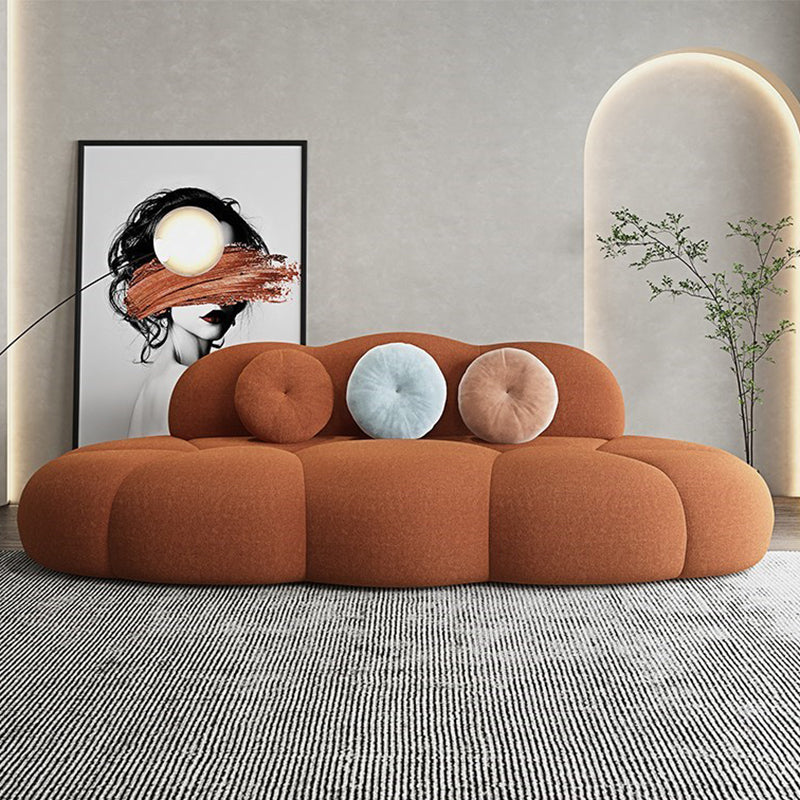 Contemporary Armless Curved Sofa Wool Sofa with Tight Back for Living Room