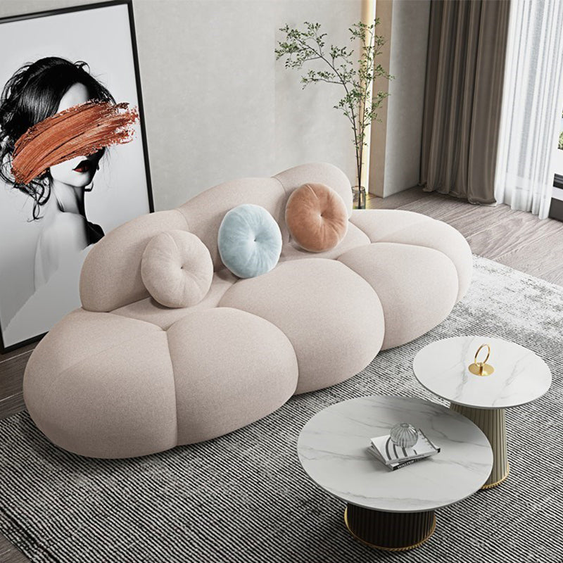 Contemporary Armless Curved Sofa Wool Sofa with Tight Back for Living Room