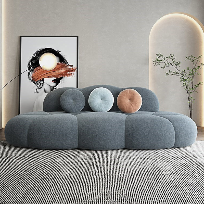 Contemporary Armless Curved Sofa Wool Sofa with Tight Back for Living Room