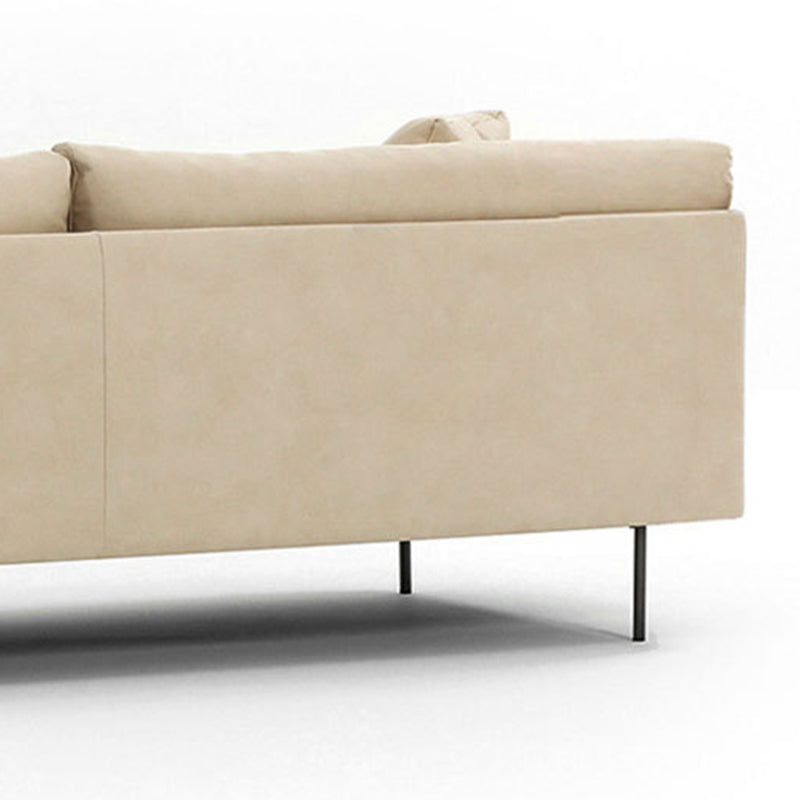 Modern Beige Faux Leather Sofa 38.58" D Tuxedo Arm Cushions Seating