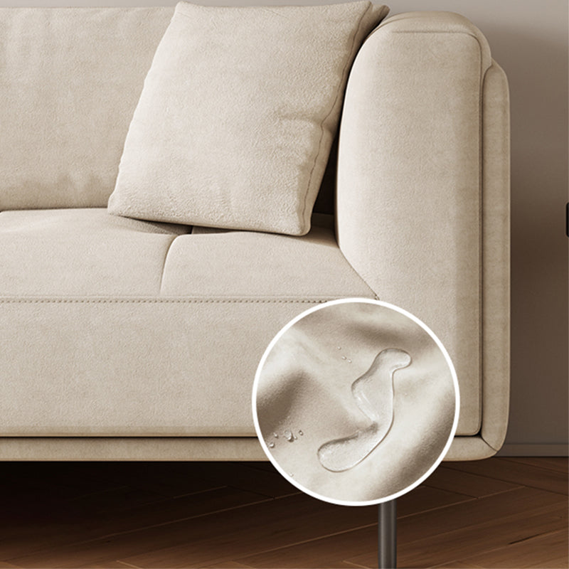 Contemporary Tuxedo Arm Cushions Sofa Faux Leather Standard Sofa with Pillows