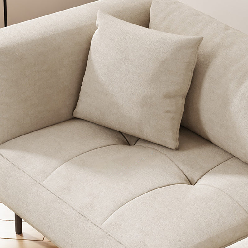 Contemporary Tuxedo Arm Cushions Sofa Faux Leather Standard Sofa with Pillows