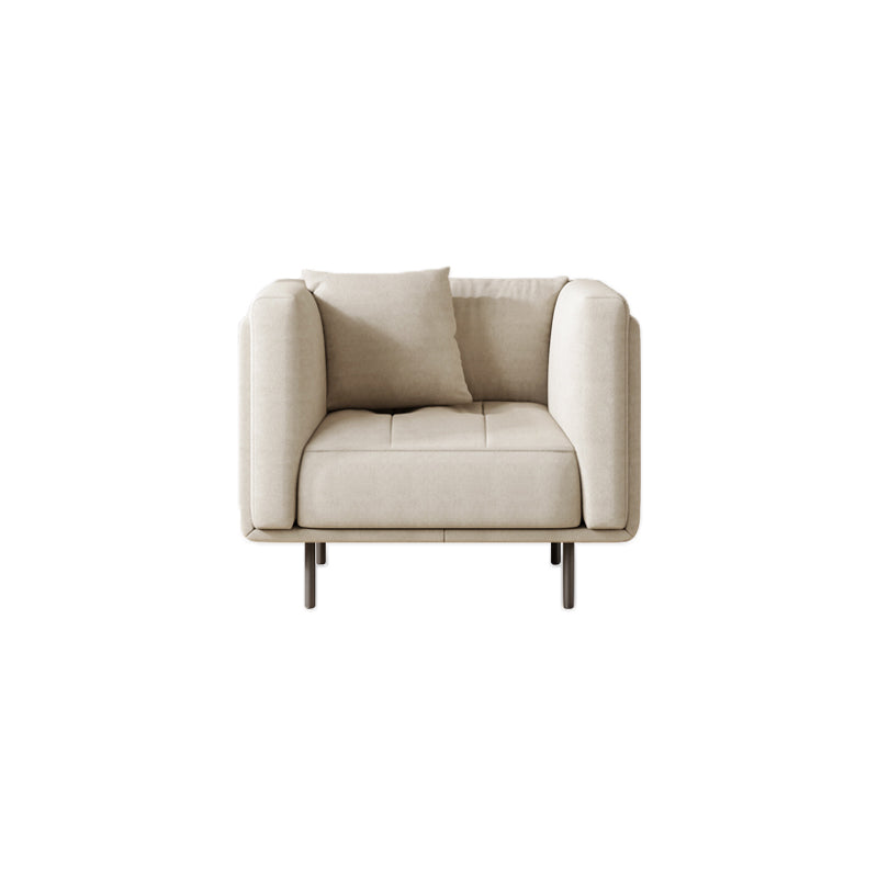 Contemporary Tuxedo Arm Cushions Sofa Faux Leather Standard Sofa with Pillows