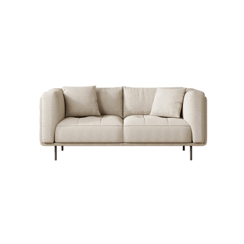 Contemporary Tuxedo Arm Cushions Sofa Faux Leather Standard Sofa with Pillows