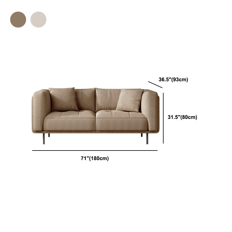 Contemporary Tuxedo Arm Cushions Sofa Faux Leather Standard Sofa with Pillows