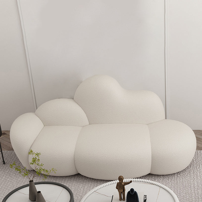 White Wool Curved Sofa Modern 37.40" High Square Arm Sofa for Apartment