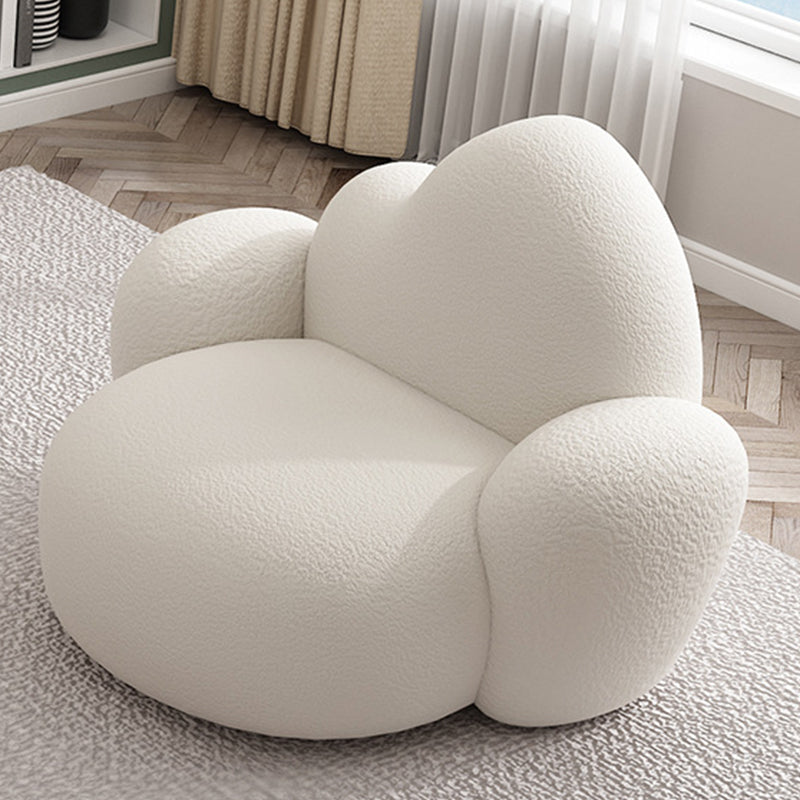 White Wool Curved Sofa Modern 37.40" High Square Arm Sofa for Apartment