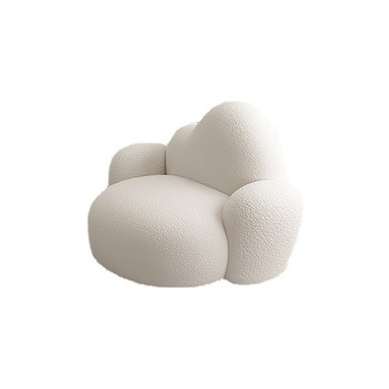 White Wool Curved Sofa Modern 37.40" High Square Arm Sofa for Apartment