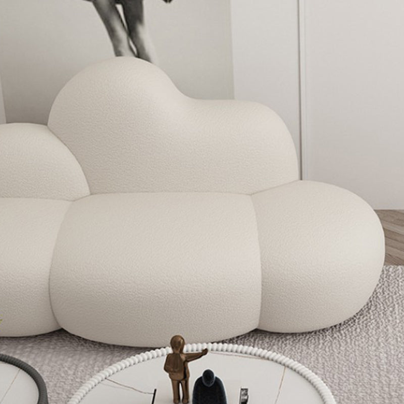 White Wool Curved Sofa Modern 37.40" High Square Arm Sofa for Apartment
