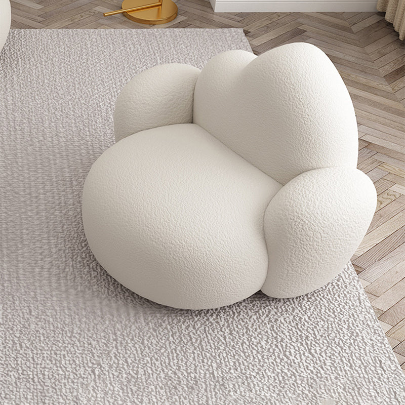 White Wool Curved Sofa Modern 37.40" High Square Arm Sofa for Apartment