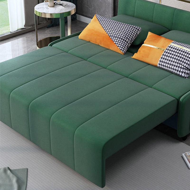 Faux Leather Sofa Bed with Storage Modern Dark Green Sofa with Pillows