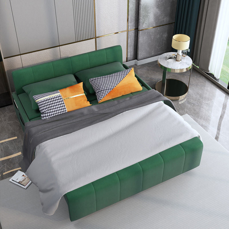 Faux Leather Sofa Bed with Storage Modern Dark Green Sofa with Pillows
