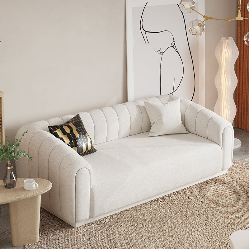 Contemporary Sewn Pillow Back Sofa Tuxedo Arm Wool Sofa - 2/3-Seater