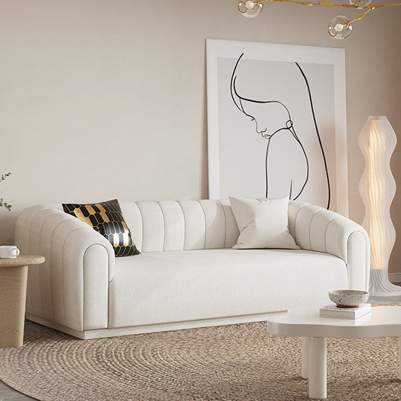 Contemporary Sewn Pillow Back Sofa Tuxedo Arm Wool Sofa - 2/3-Seater