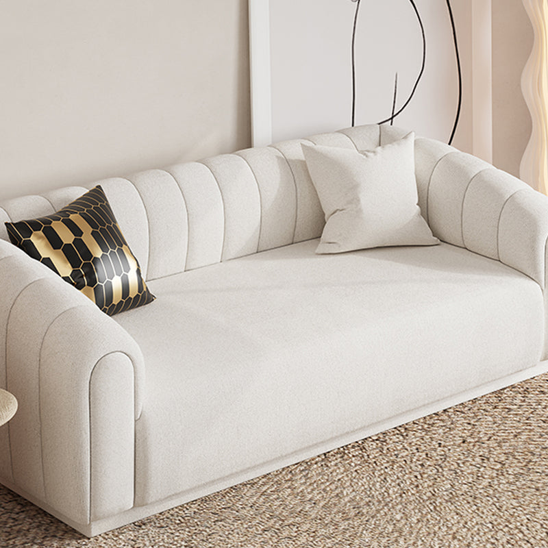 Contemporary Sewn Pillow Back Sofa Tuxedo Arm Wool Sofa - 2/3-Seater