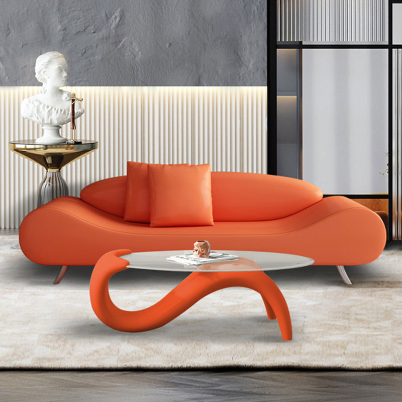 Faux Leather Armless Curved Sofa 27.55" Wide Contemporary Sofa, Stain Resistant