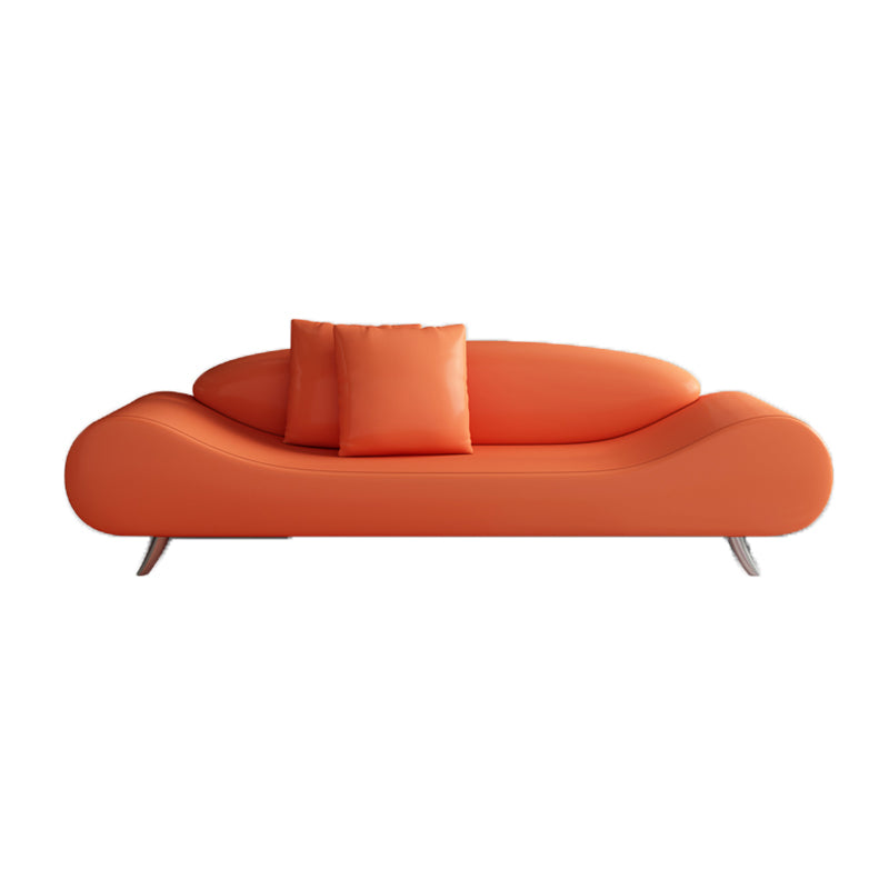 Faux Leather Armless Curved Sofa 27.55" Wide Contemporary Sofa, Stain Resistant