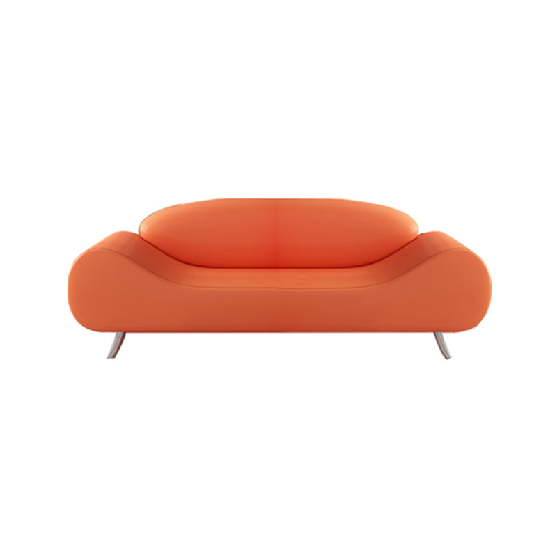 Faux Leather Armless Curved Sofa 27.55" Wide Contemporary Sofa, Stain Resistant