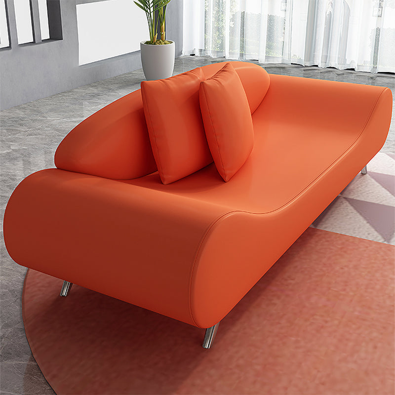 Faux Leather Armless Curved Sofa 27.55" Wide Contemporary Sofa, Stain Resistant