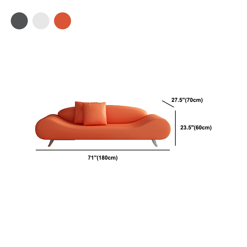 Faux Leather Armless Curved Sofa 27.55" Wide Contemporary Sofa, Stain Resistant