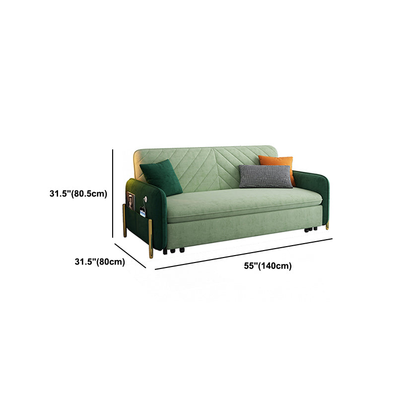 2/3-Seater Modern Sofa in Green Square Arm Sofa Bed with Storage