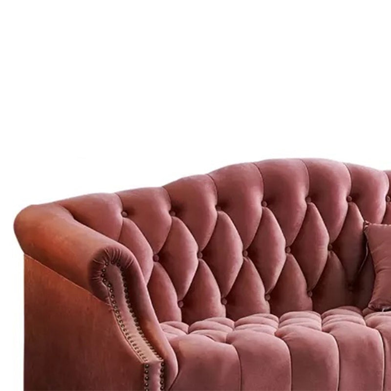 Velvet Sofa Contemporary Rolled Arm Sofa 37.40" High for Apartment