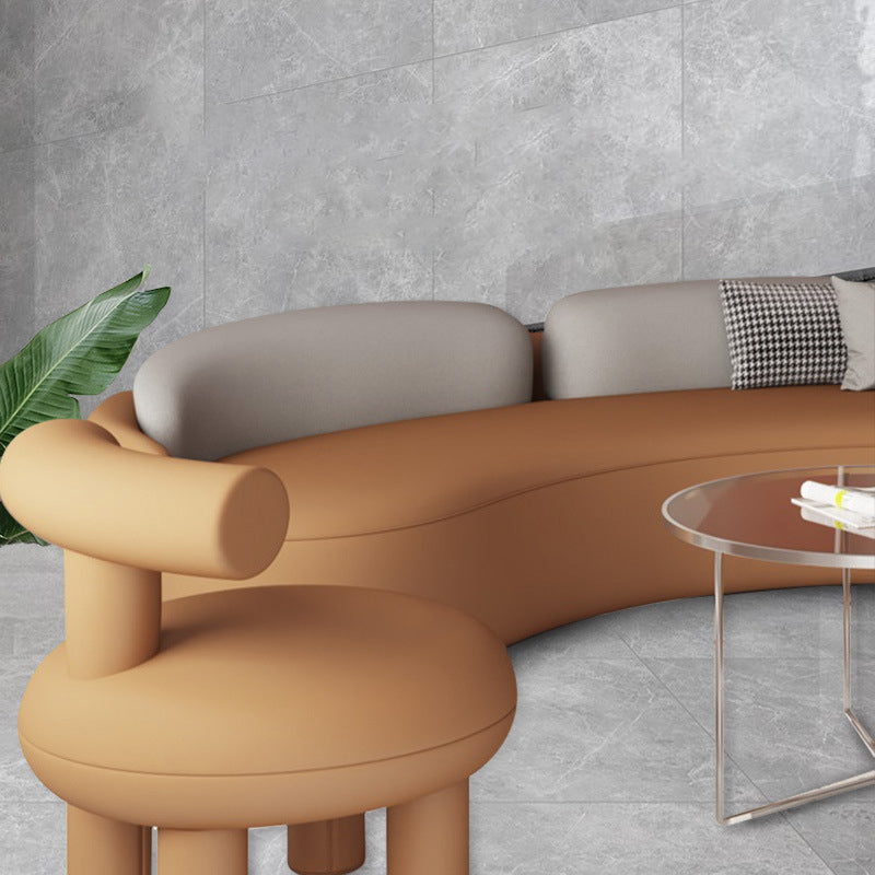 28.34" Wide Faux Leather Curved Sofa Contemporary Armless Sofa for Living Room