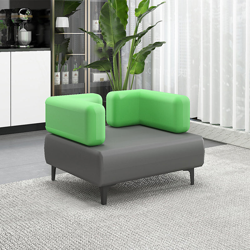 29.53" H Faux Leather Sofa Contemporary Tuxedo Arm Sofa in Gray