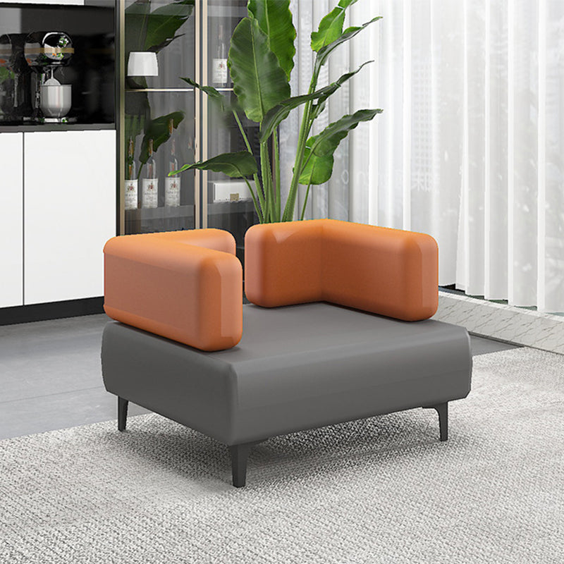 29.53" H Faux Leather Sofa Contemporary Tuxedo Arm Sofa in Gray