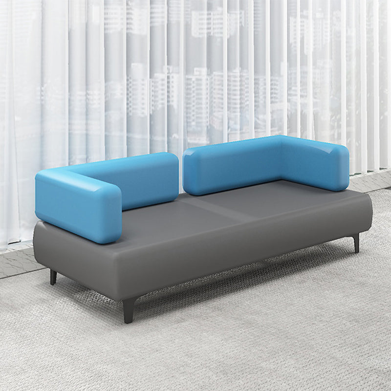 29.53" H Faux Leather Sofa Contemporary Tuxedo Arm Sofa in Gray