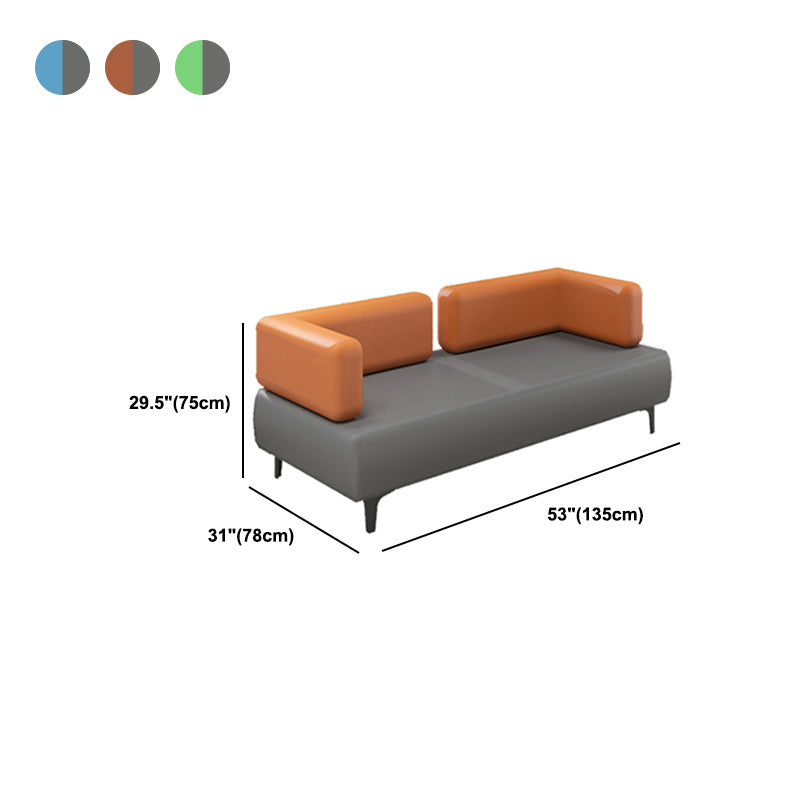 29.53" H Faux Leather Sofa Contemporary Tuxedo Arm Sofa in Gray