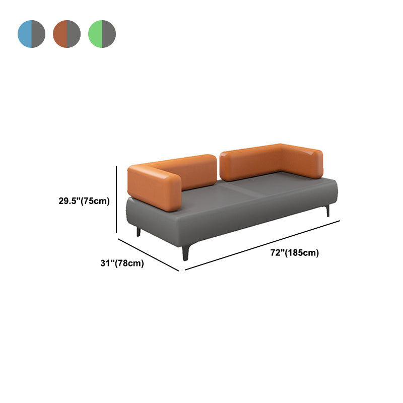 29.53" H Faux Leather Sofa Contemporary Tuxedo Arm Sofa in Gray