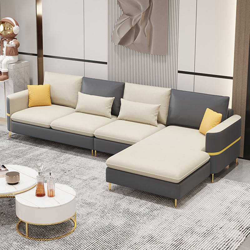 Contemporary 4-Seater Sectional with Square Arms for Living Room