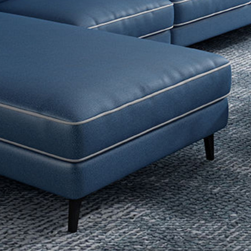 L-Shape Faux Leather Sectional with Recessed Arms and Storage