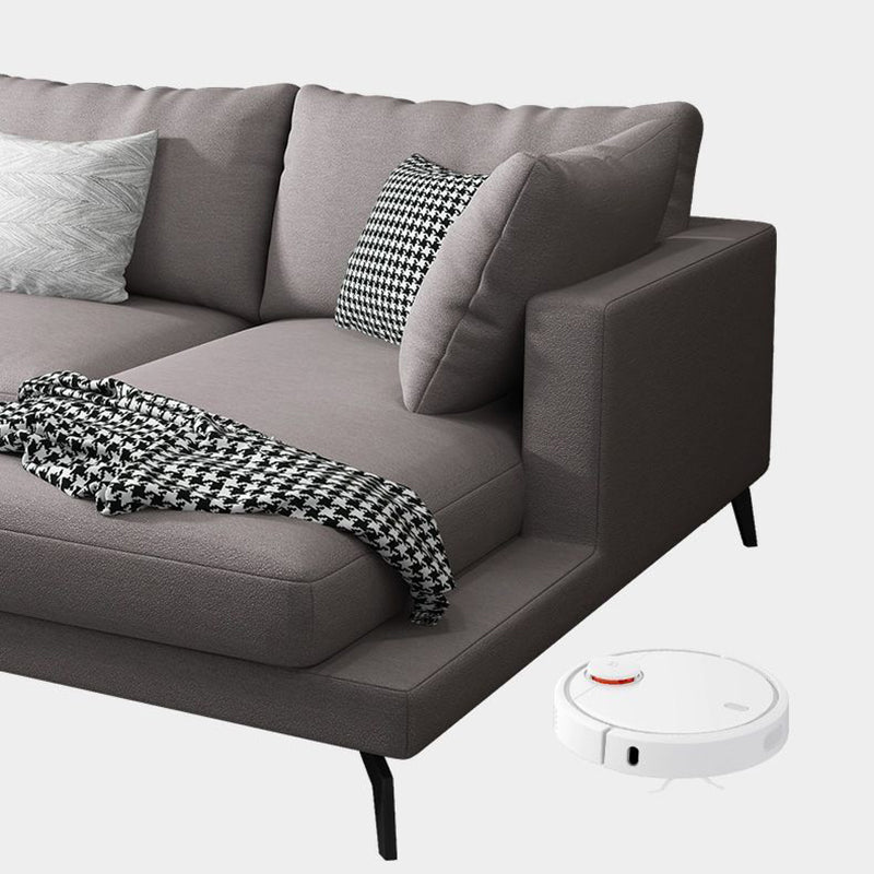 Square 4-Seater Sectional with Pillows Back in Linen Blend L-shape Sectional