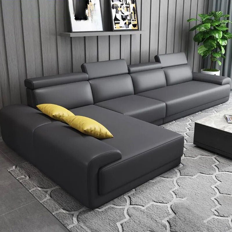 Modern Sectional with Adjustable Head Pillow and Pillow Top Arm