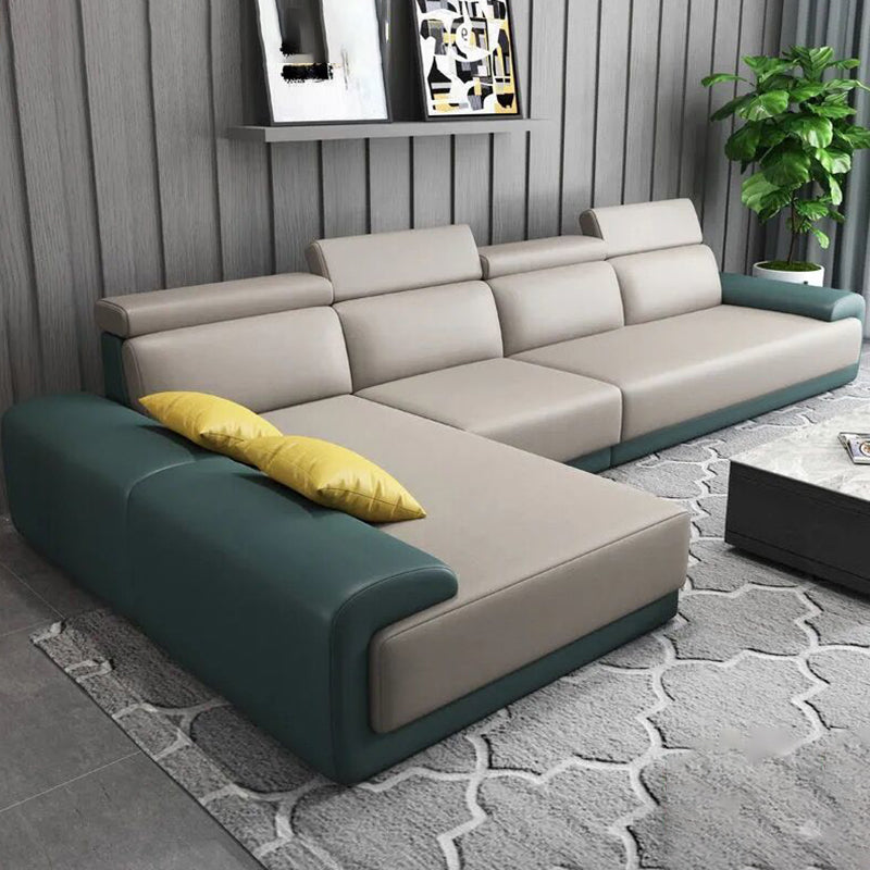 Modern Sectional with Adjustable Head Pillow and Pillow Top Arm