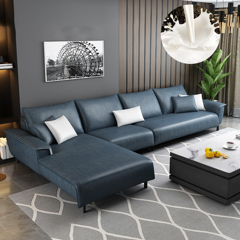 Modern 4 Pillows Back Sectional with Pillow Top Arms for Living Room