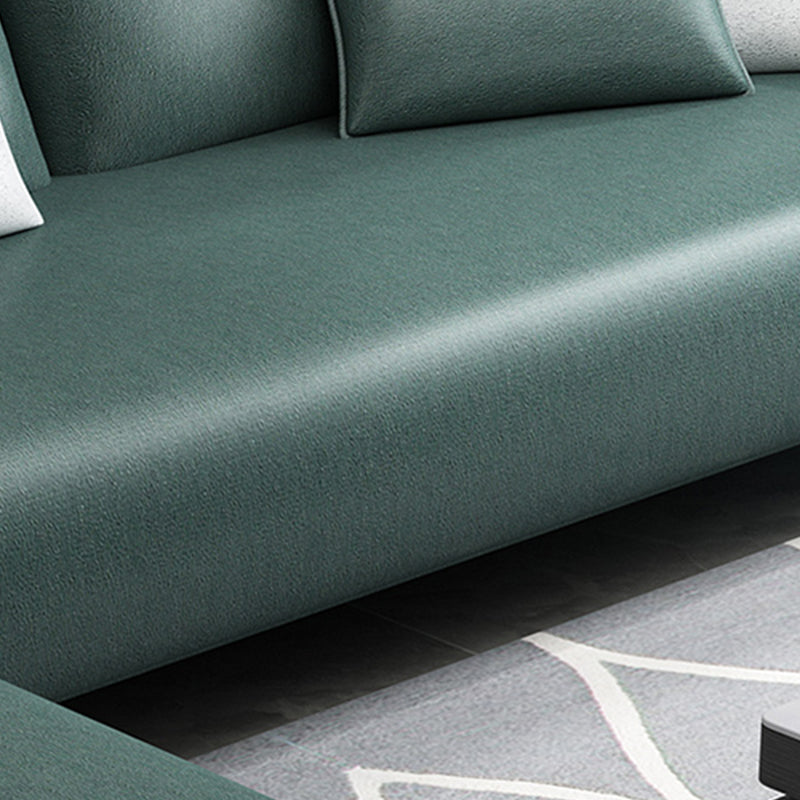 Modern 4 Pillows Back Sectional with Pillow Top Arms for Living Room