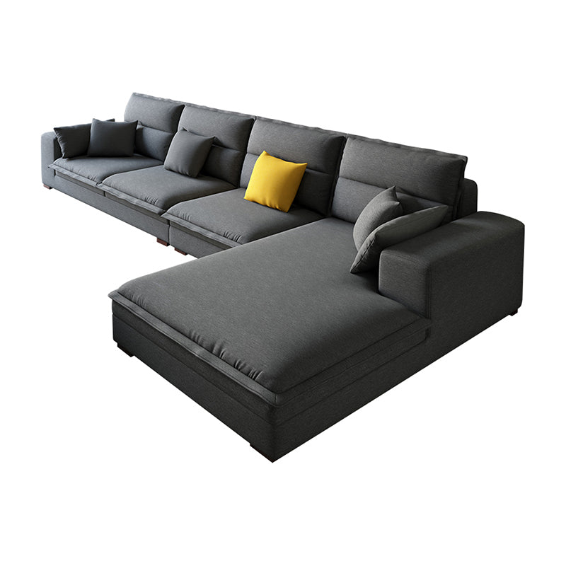 Contemporary Sectional with Pillow Top Arms for 4 People Stationary Sofa