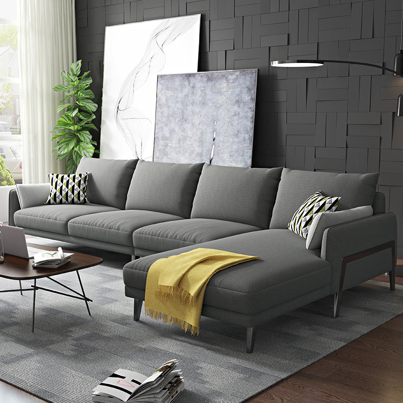 Modern Sectional with Linen Blend Pillow Back and Pillow Top Arms for 4 People