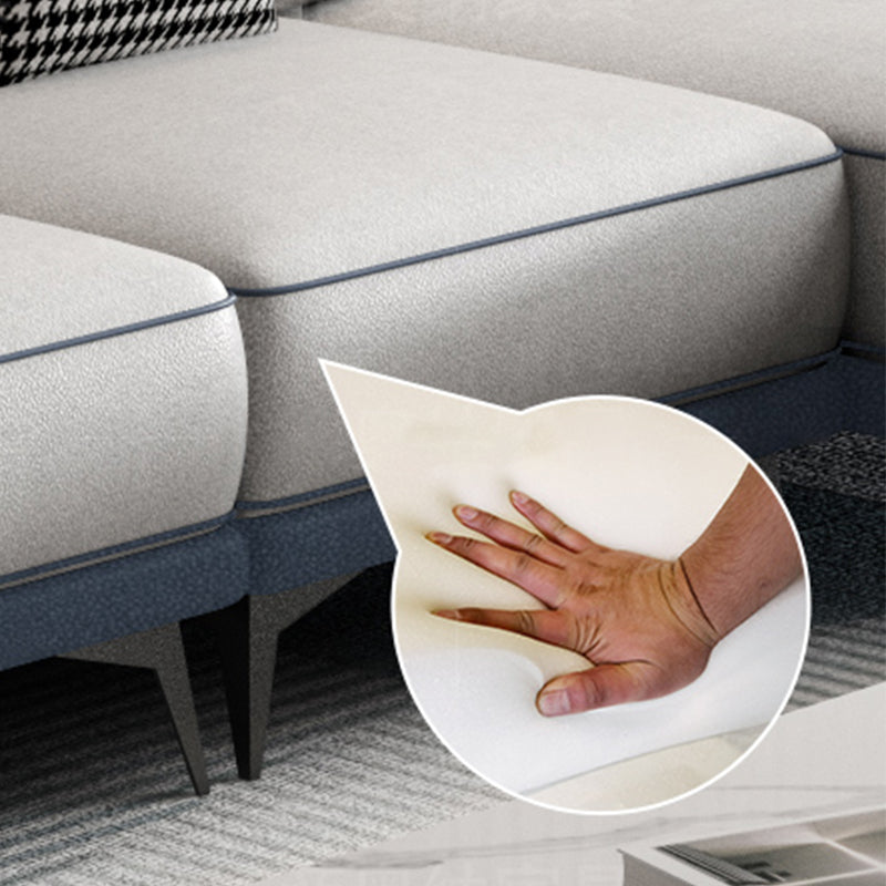 Faux Leather 4-Seater Sectional with Flared Arms and Storage for Living Room