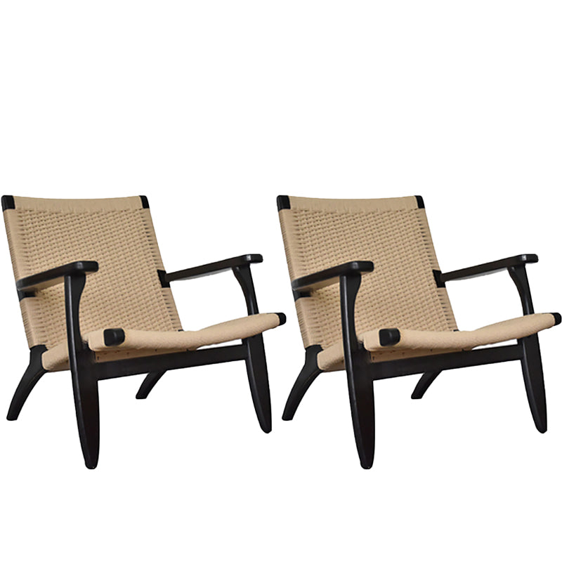 Nordic Arms Included Wood Square Arms Woven Back Lounge Accent Chair