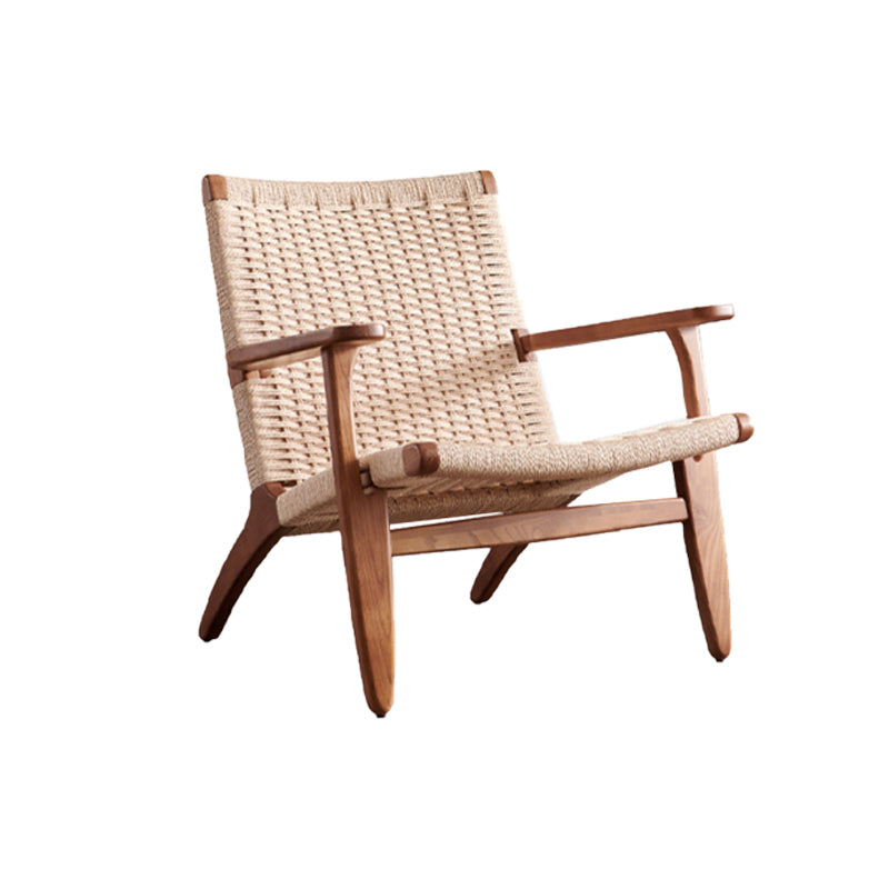 Nordic Arms Included Wood Square Arms Woven Back Lounge Accent Chair