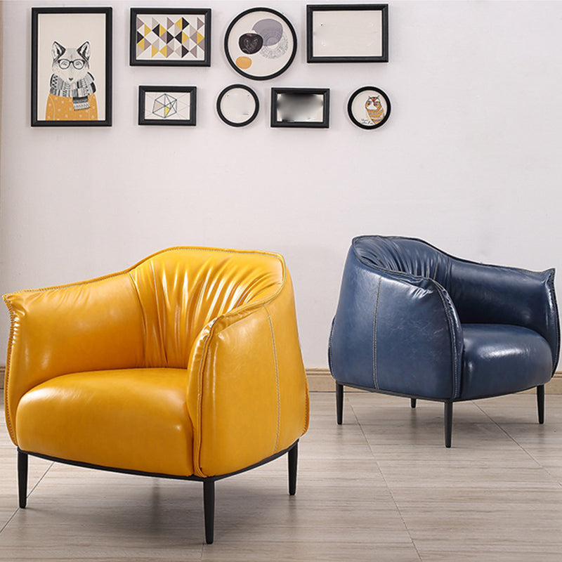 31.89" Mid-century Style Single Sofa Chair PU Leather Flared Arms Chair