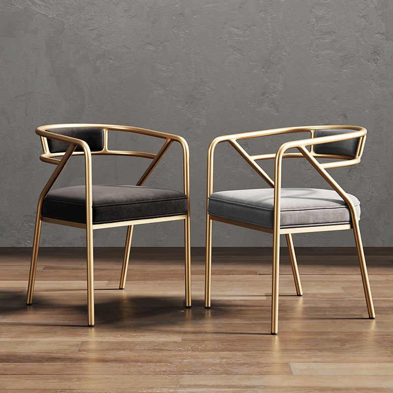 Glam Style 21.65" Wide Fixed Back Sponge Metal Frame Arm Chair