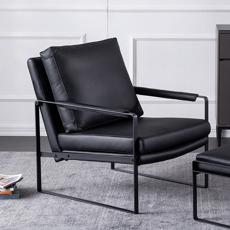 Mid-Century Modern Sled Arm Chair Leather Accent Armchair for Bedroom and Living Room